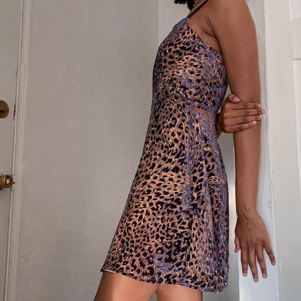 Lady in Love Tan Leopard Print Velvet Dress, L